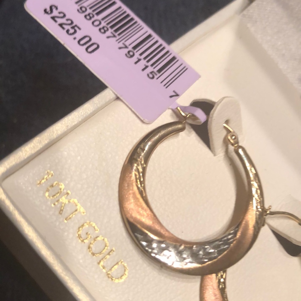 NWT 10K tri-colored gold earrings - Picture 5 of 8